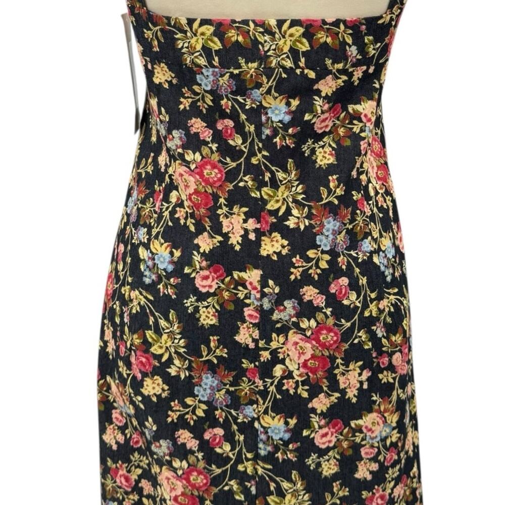 JS Signature NWT Vintage 90s Floral Print Stretch Denim Sleeveless Sheath Dress - Picture 8 of 11